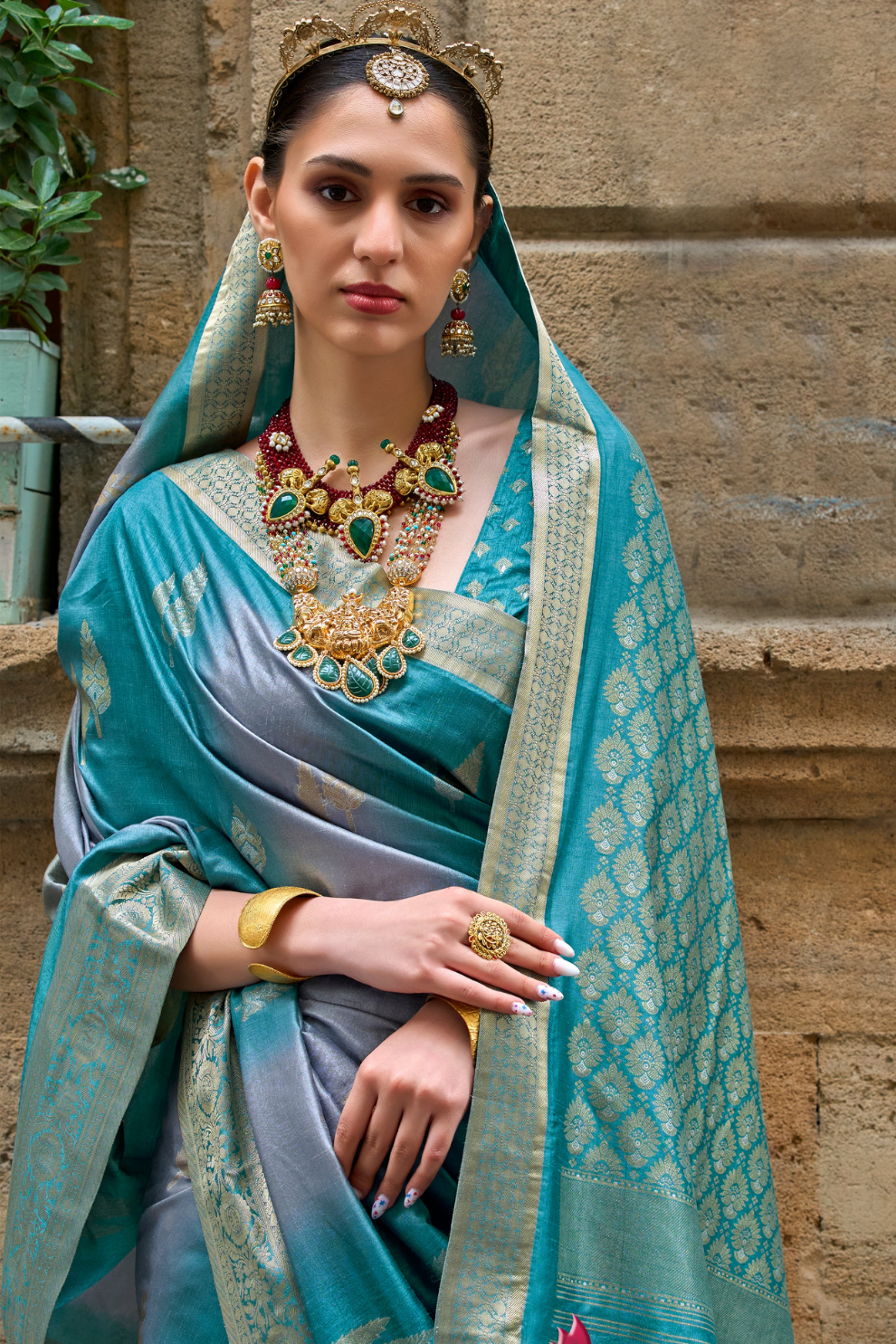 Designer Viscose Polyester Silk Saree with Aqua Effect Finish