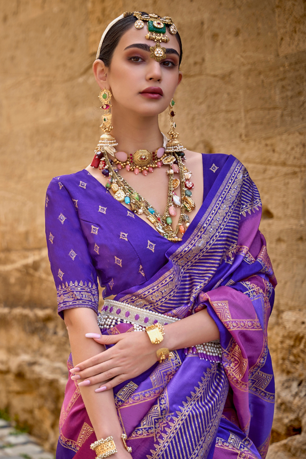 Graceful Aqua Effect Saree in Viscose Polyester Silk Fabric