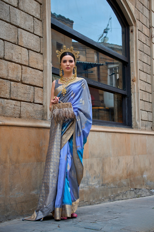 Designer Viscose Polyester Silk Saree with Aqua Effect Finish