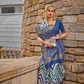 Graceful Aqua Effect Saree in Viscose Polyester Silk Fabric