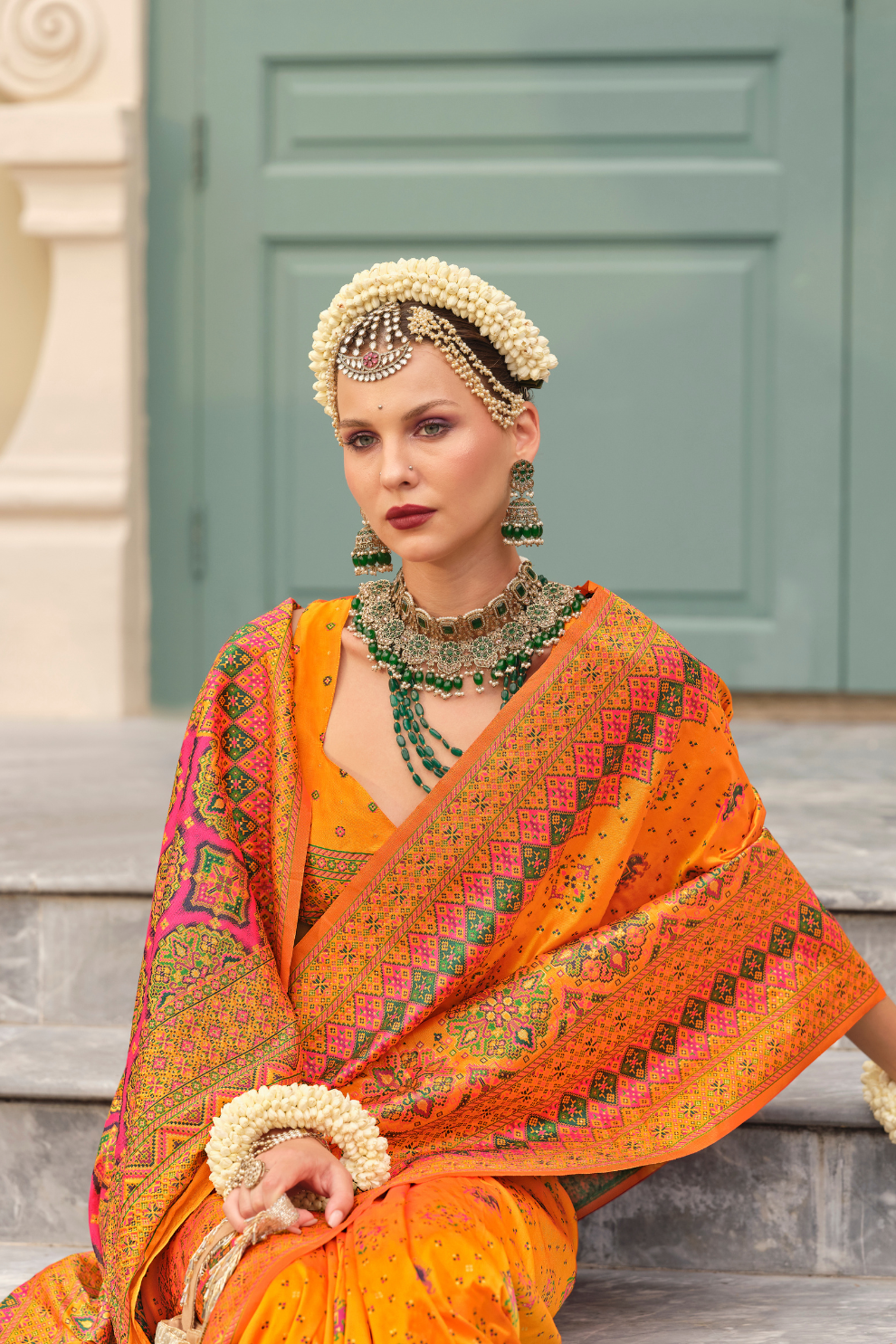 Handwoven Banarasi Silk Saree with Meenakari Kashmiri Designs