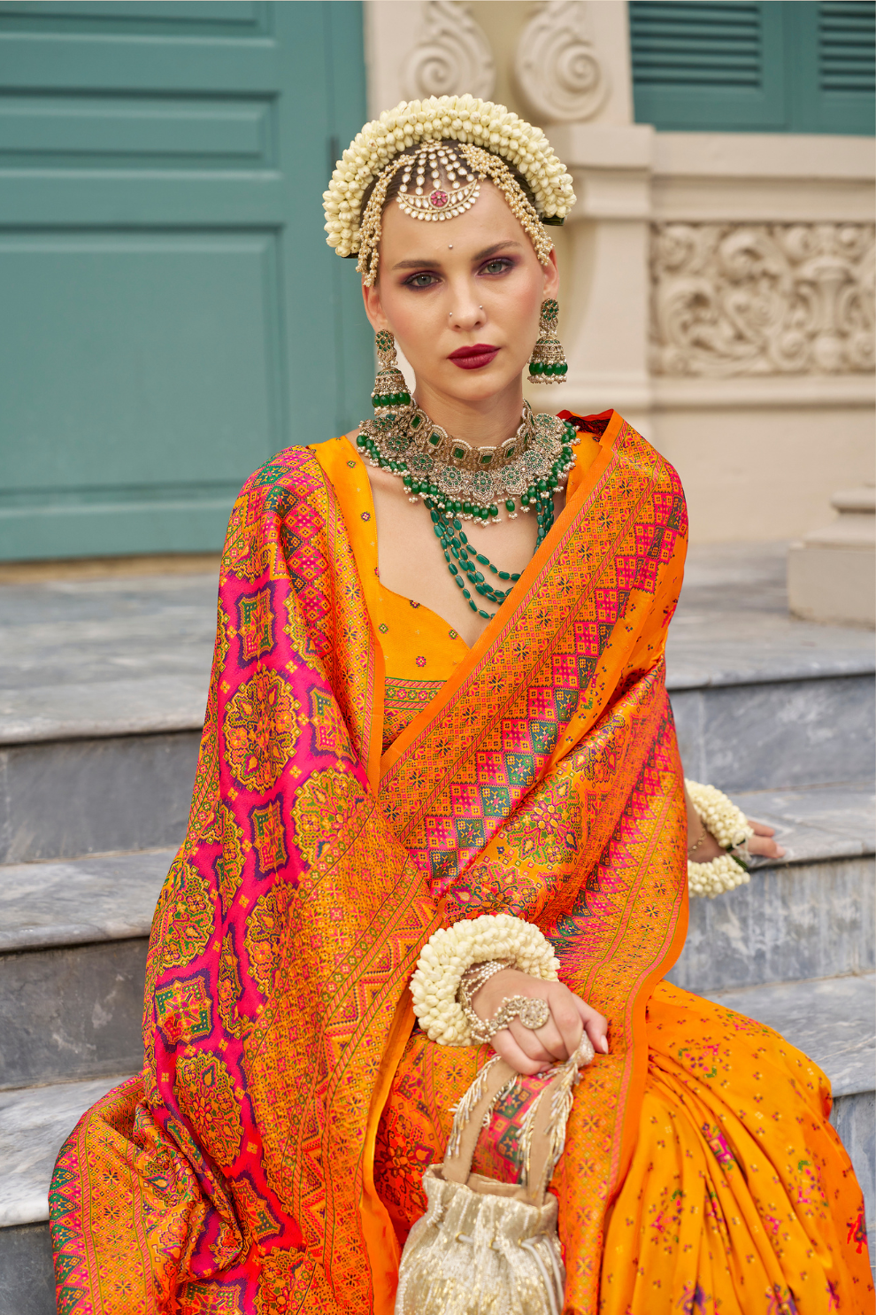 Handwoven Banarasi Silk Saree with Meenakari Kashmiri Designs