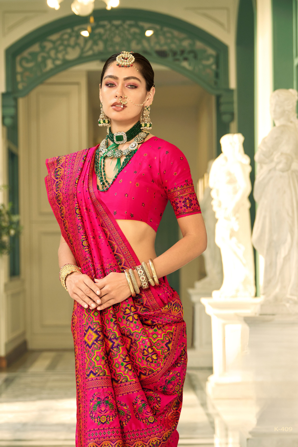 Traditional Banarasi Saree in Poly Viscose Silk with Meenakari Weave
