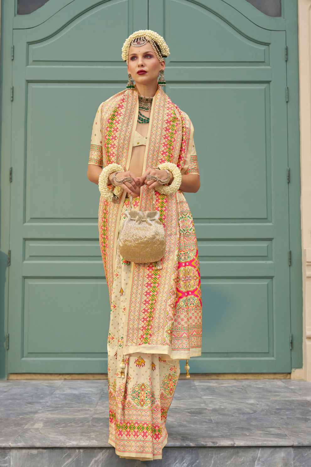 Handwoven Banarasi Silk Saree with Meenakari Kashmiri Designs