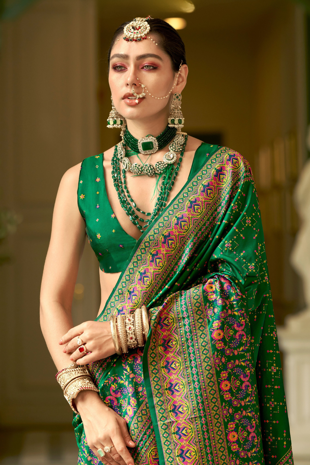 Traditional Banarasi Saree in Poly Viscose Silk with Meenakari Weave