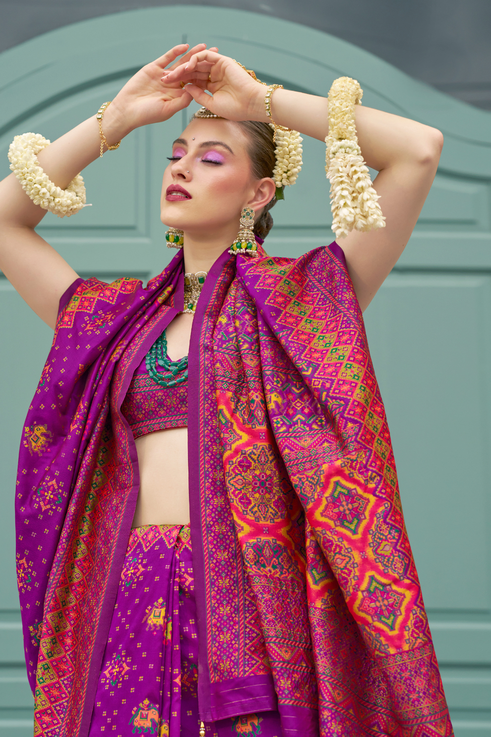 Handwoven Banarasi Silk Saree with Meenakari Kashmiri Designs