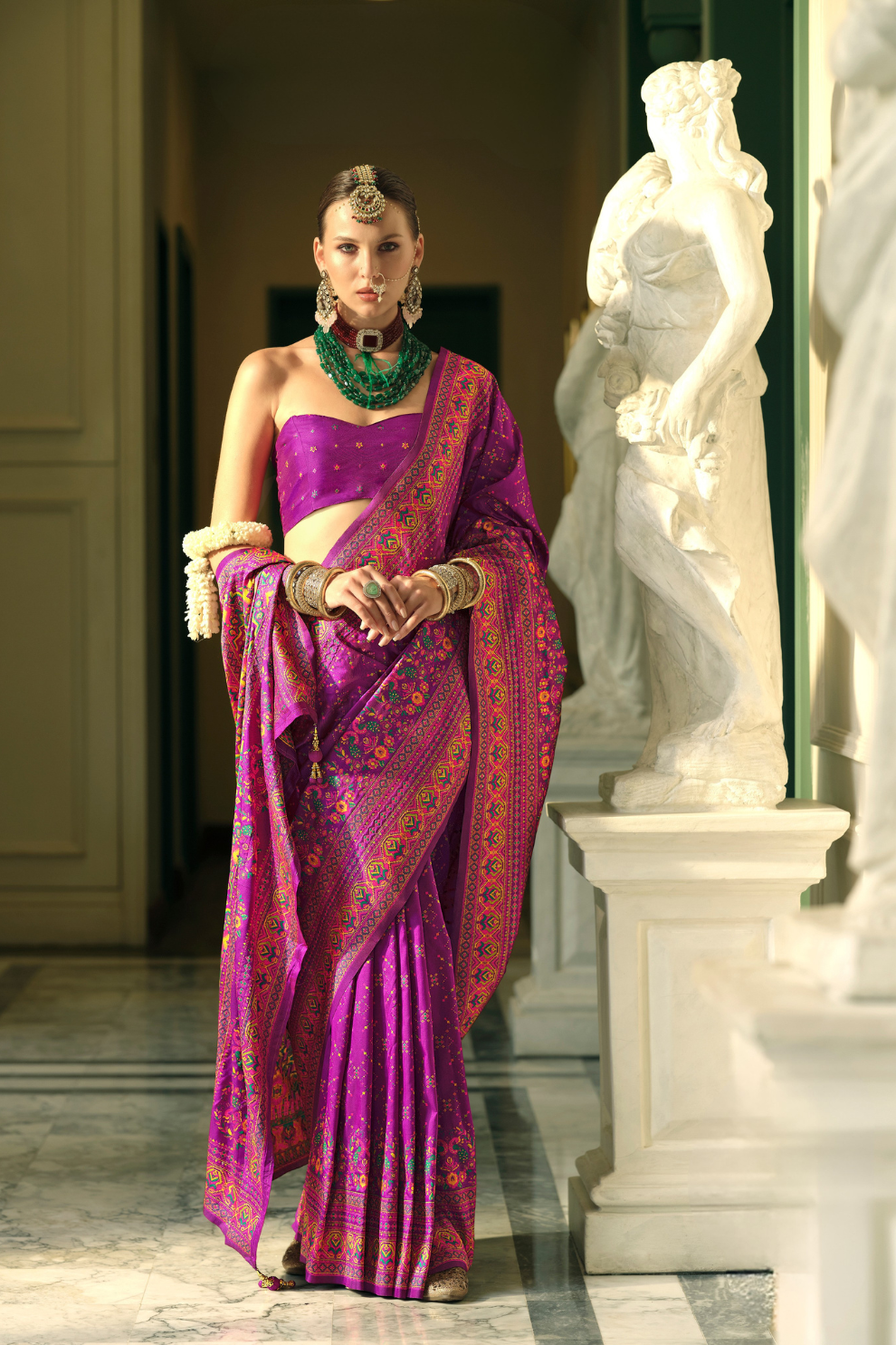 Traditional Banarasi Saree in Poly Viscose Silk with Meenakari Weave