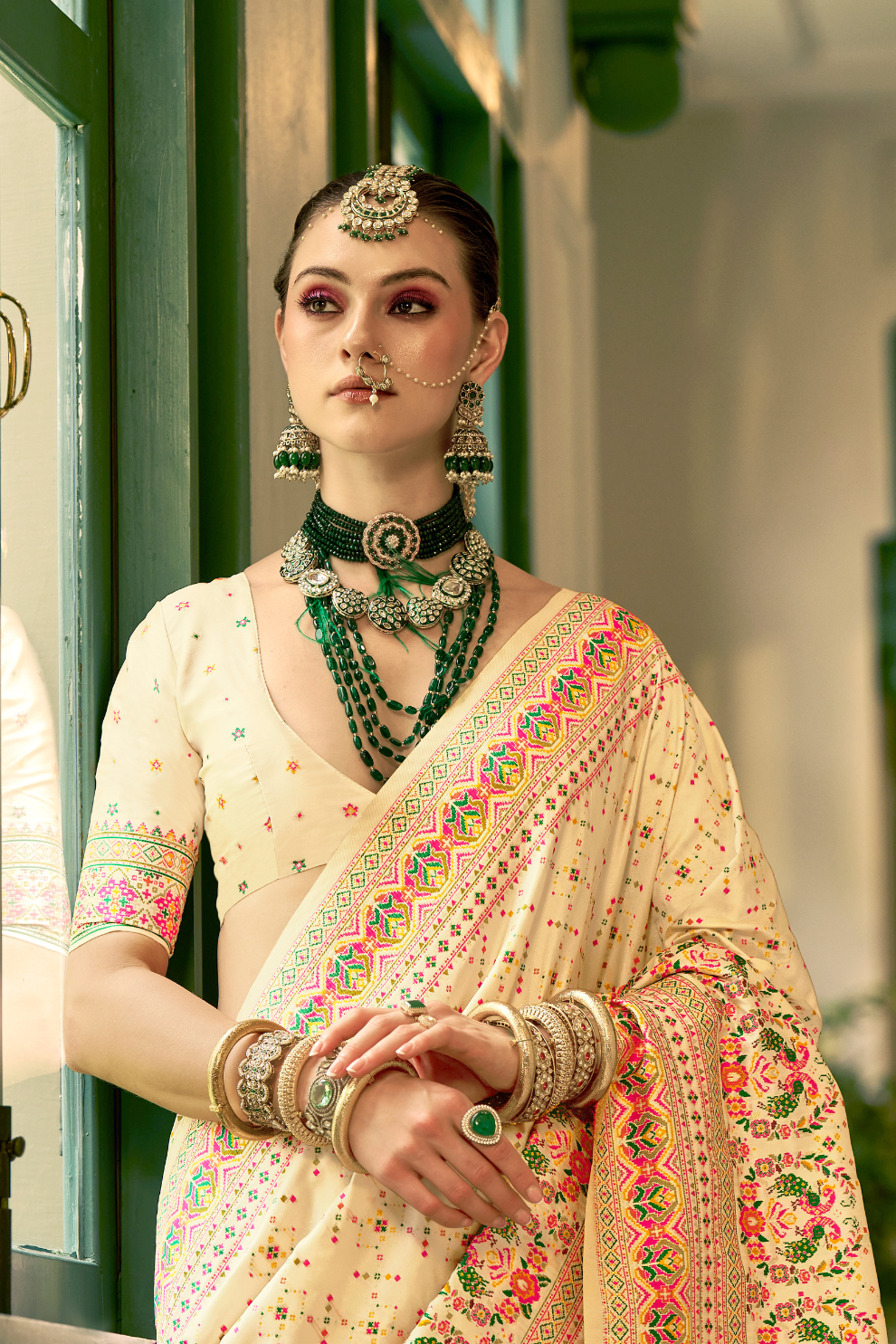 Traditional Banarasi Saree in Poly Viscose Silk with Meenakari Weave