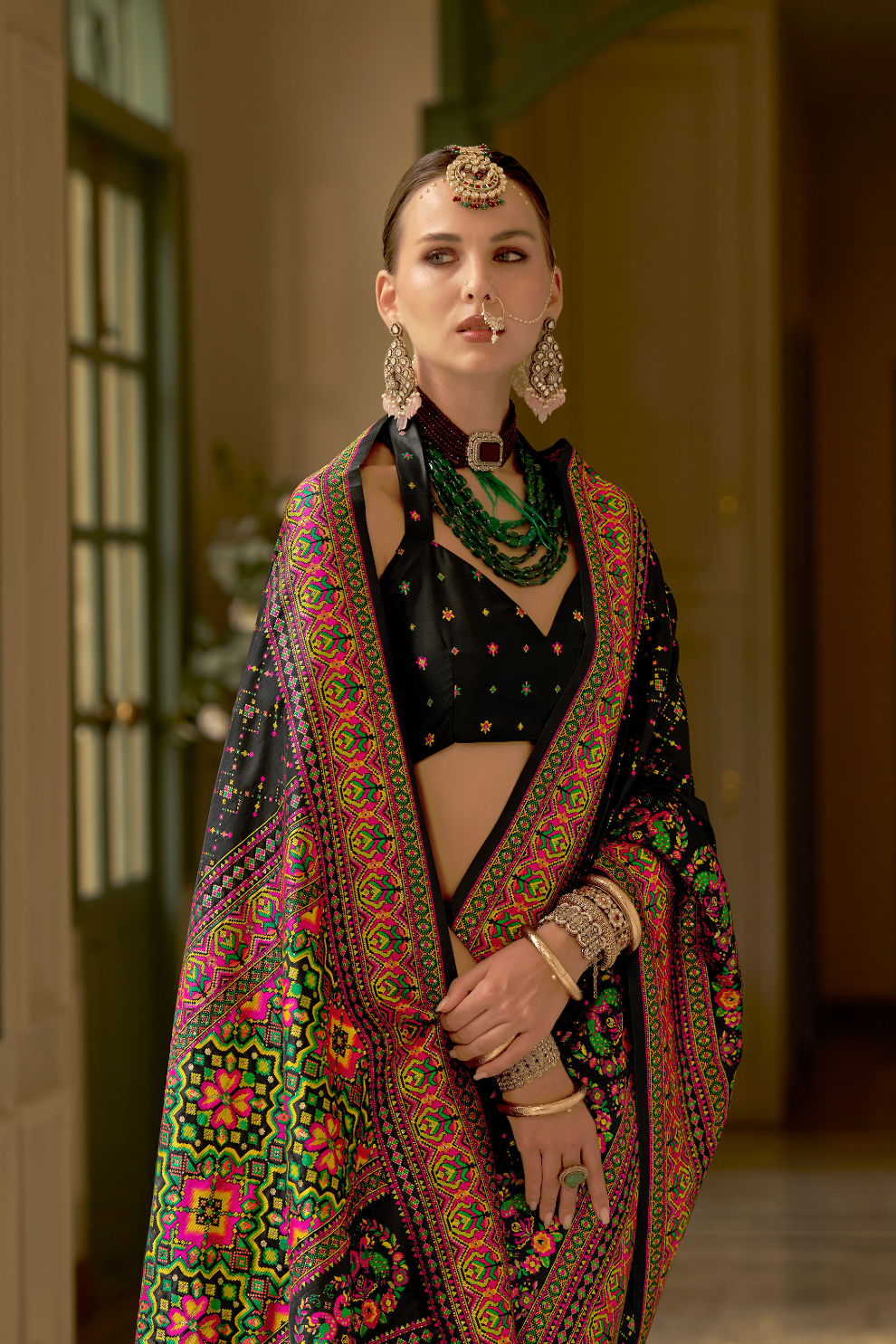 Traditional Banarasi Saree in Poly Viscose Silk with Meenakari Weave