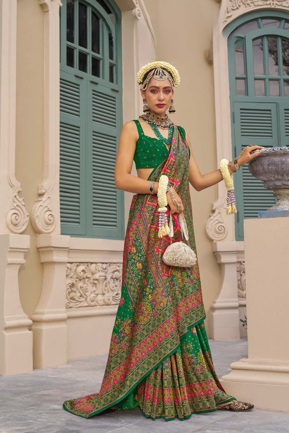 Handwoven Banarasi Silk Saree with Meenakari Kashmiri Designs