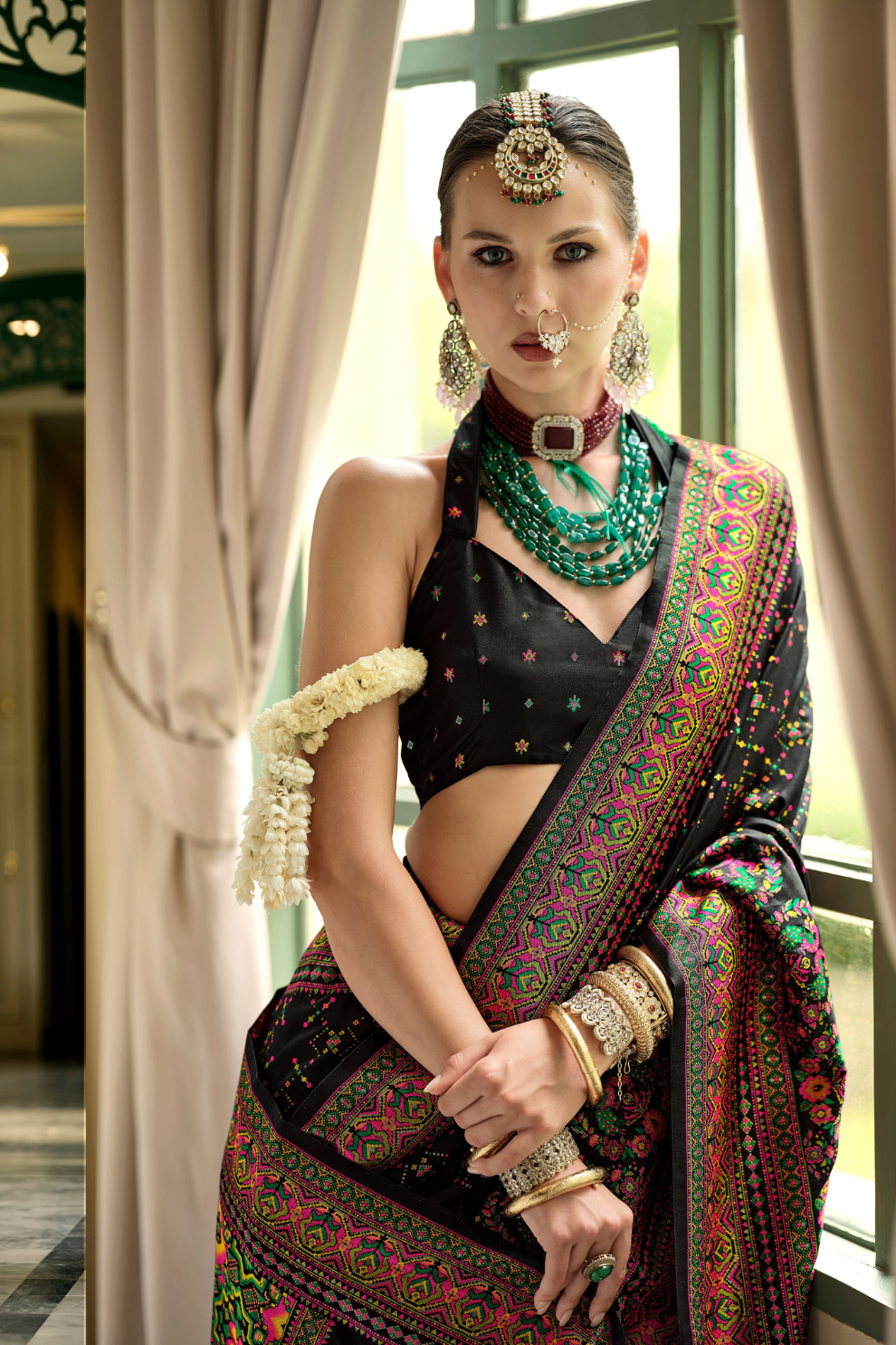 Traditional Banarasi Saree in Poly Viscose Silk with Meenakari Weave