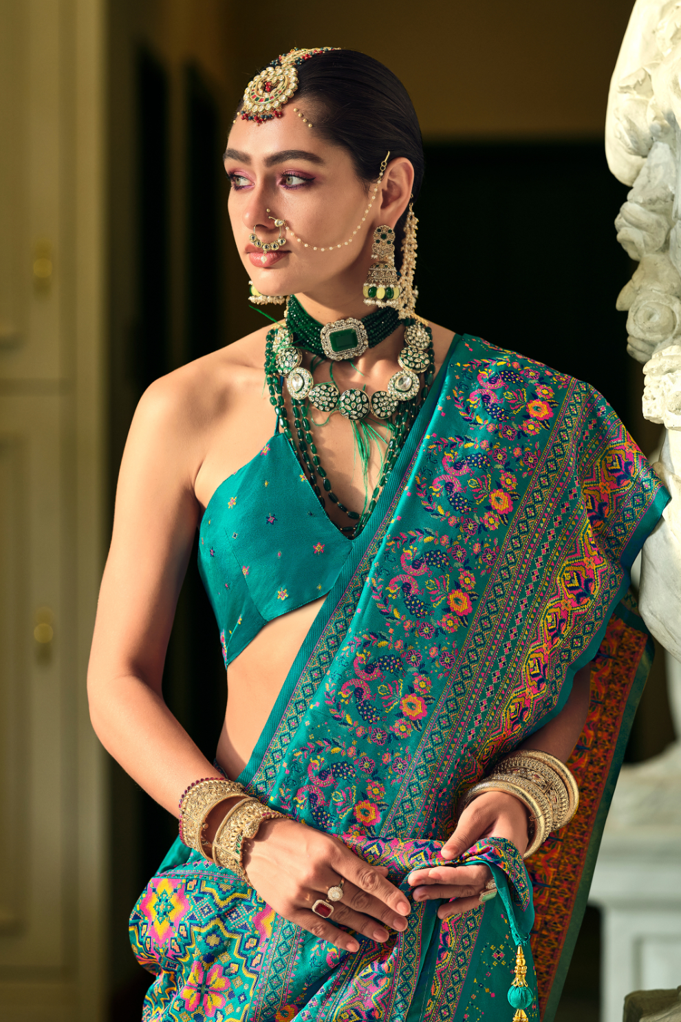 Traditional Banarasi Saree in Poly Viscose Silk with Meenakari Weave