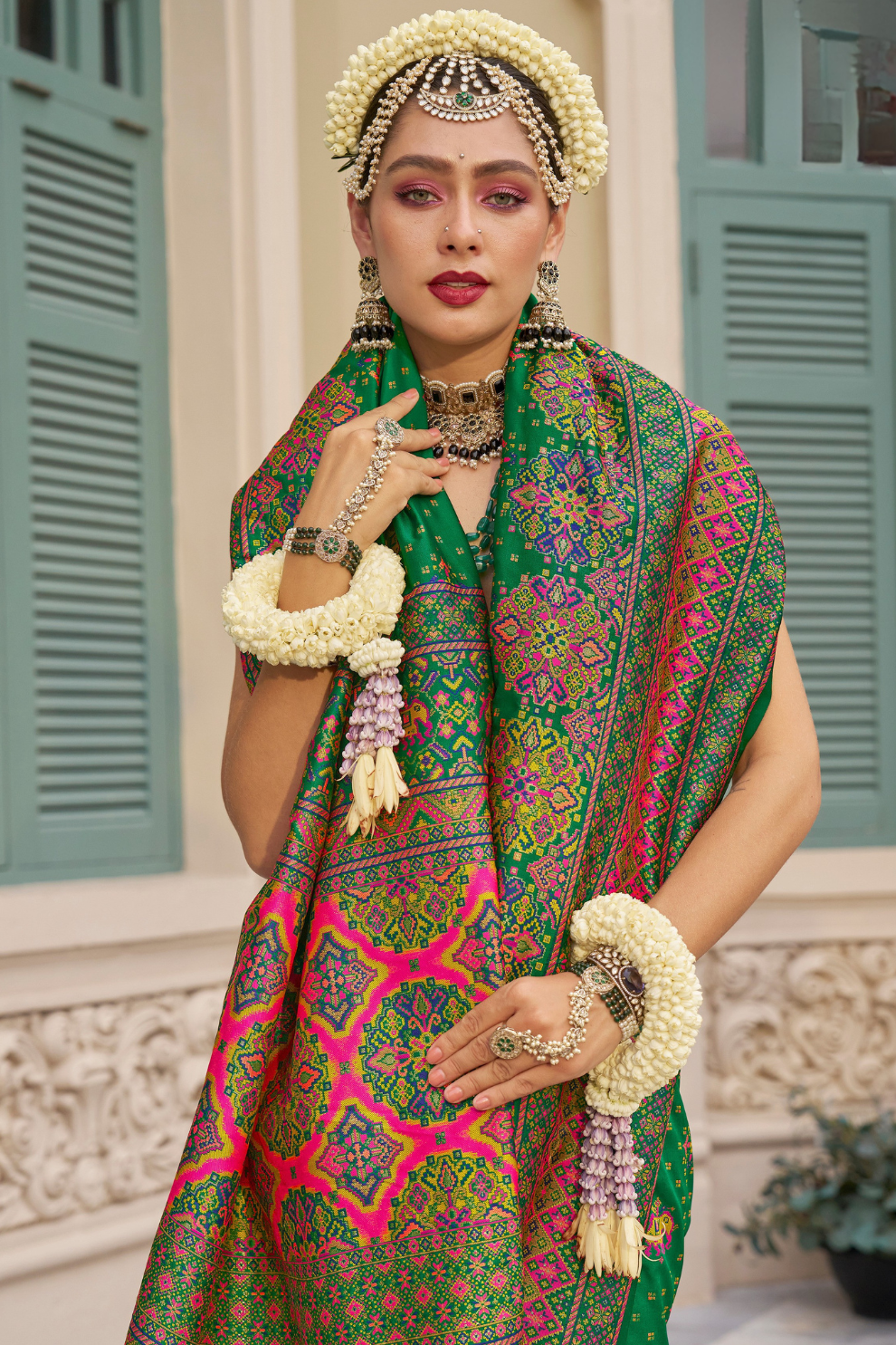 Handwoven Banarasi Silk Saree with Meenakari Kashmiri Designs