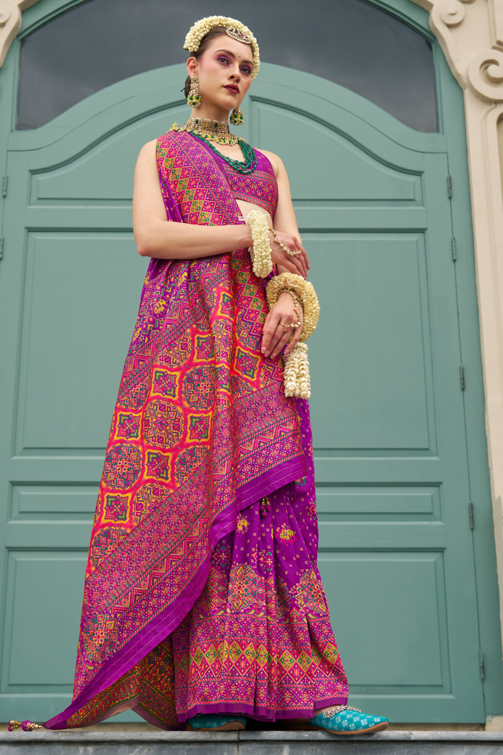 Handwoven Banarasi Silk Saree with Meenakari Kashmiri Designs