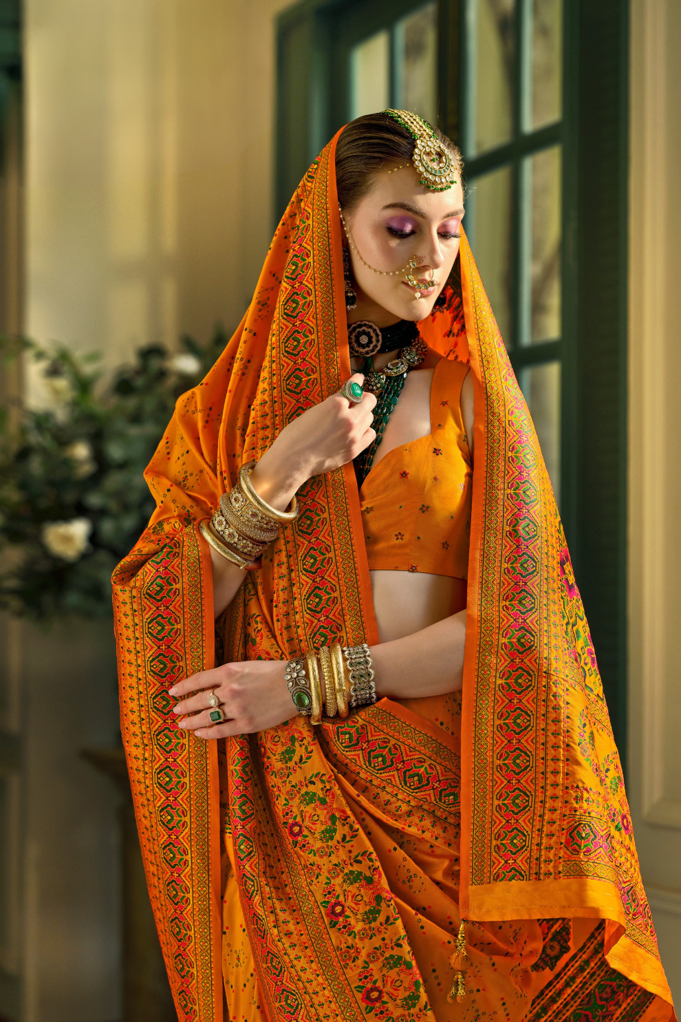 Traditional Banarasi Saree in Poly Viscose Silk with Meenakari Weave