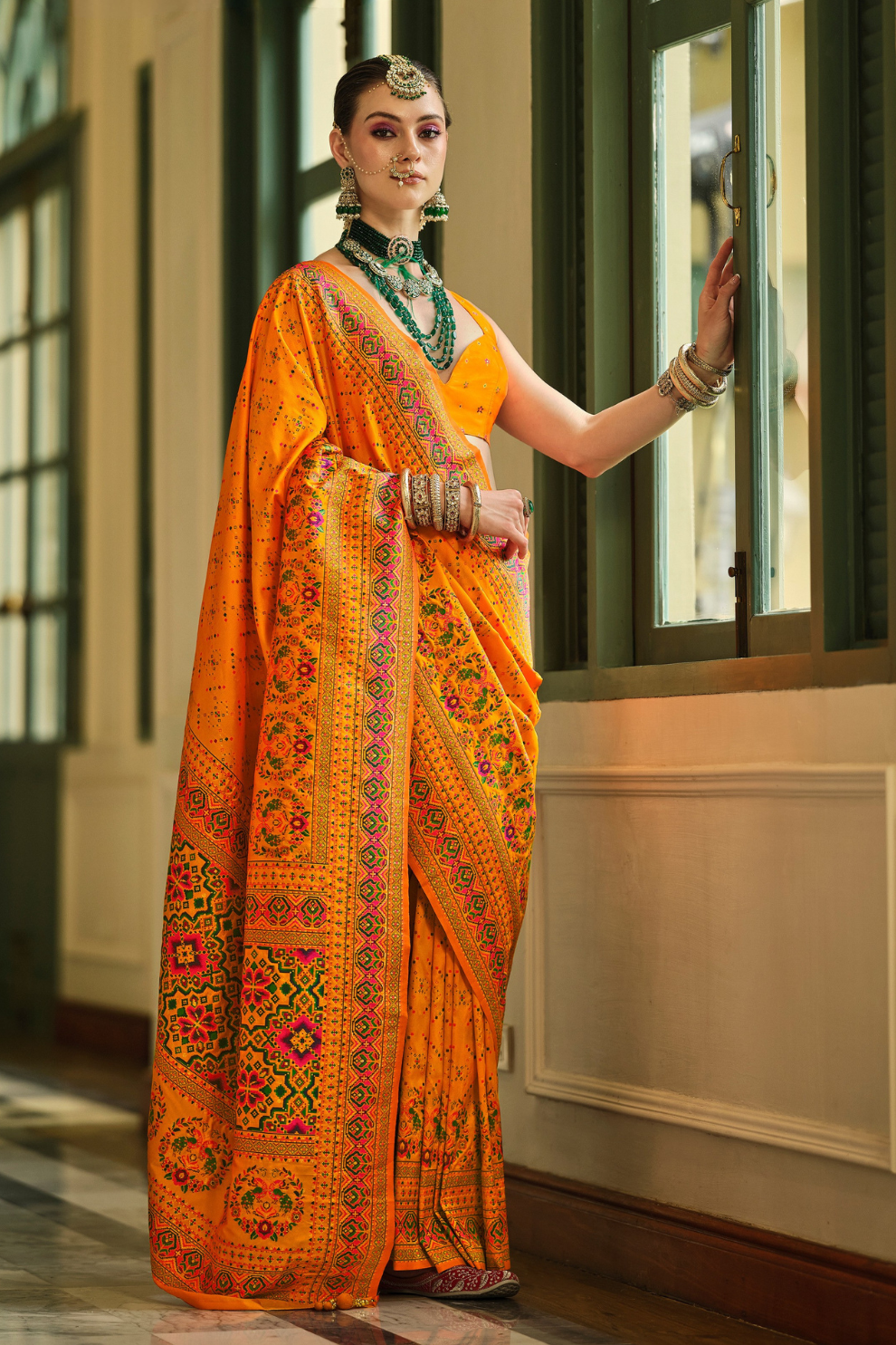 Traditional Banarasi Saree in Poly Viscose Silk with Meenakari Weave