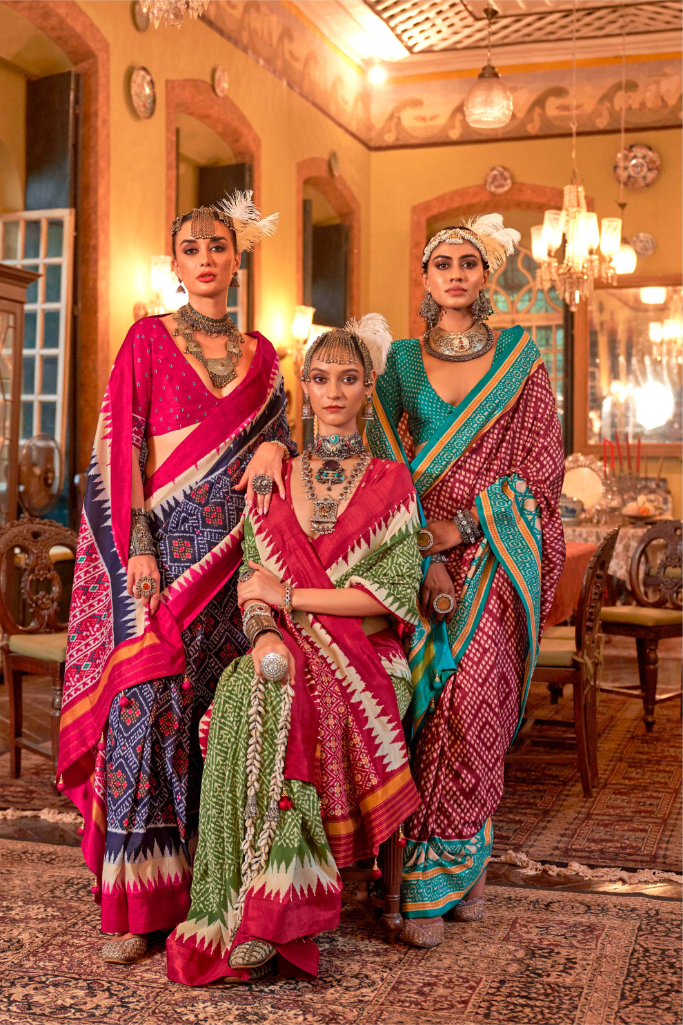 Super Polyester Viscose Silk Saree with Traditional Patola Design - LaVante Fashion