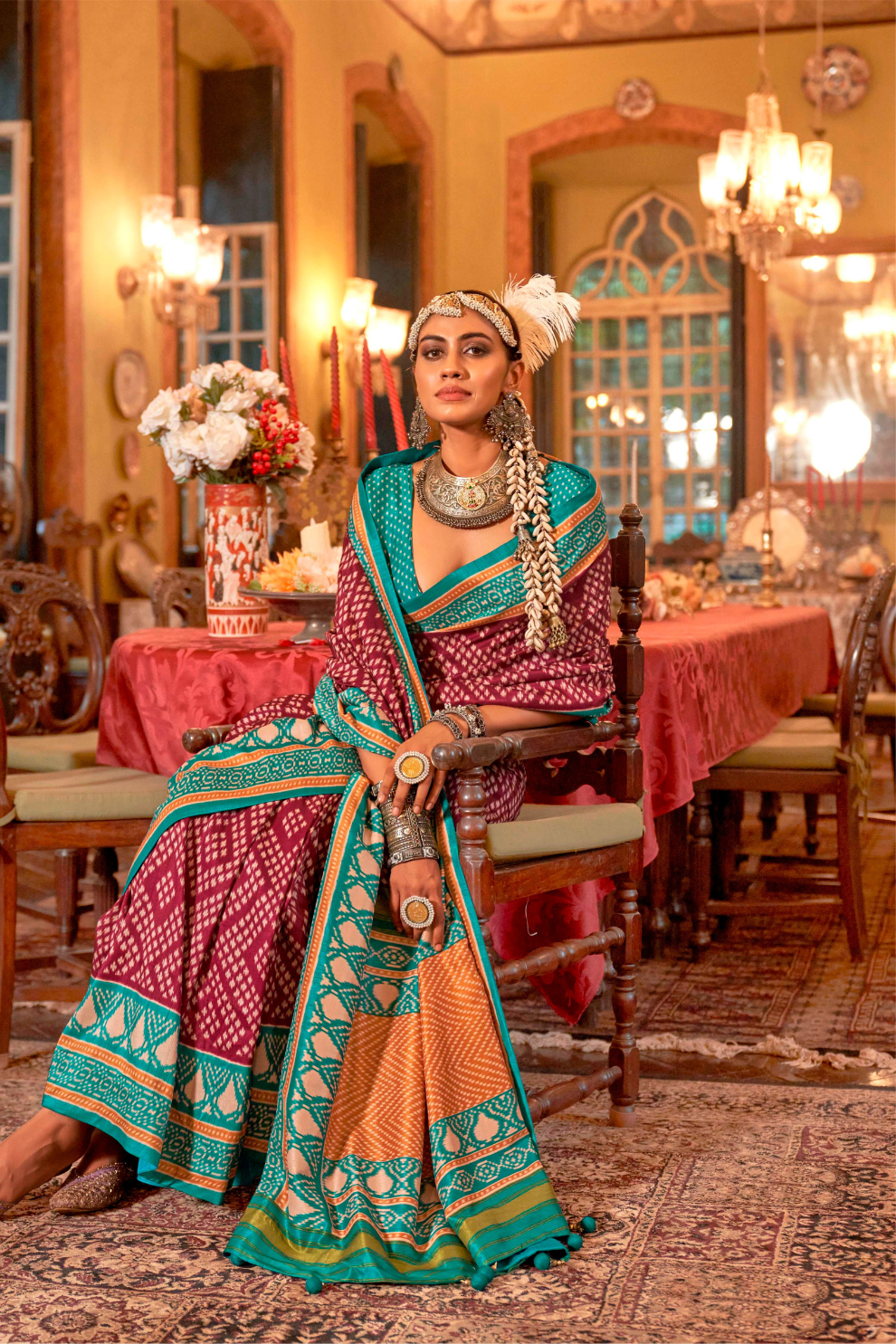 Super Polyester Viscose Silk Saree with Traditional Patola Design - LaVante Fashion
