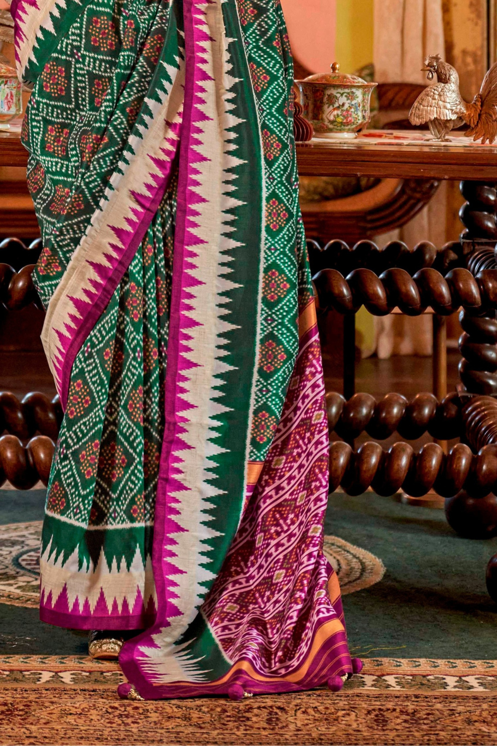 Super Polyester Viscose Silk Saree with Traditional Patola Design - LaVante Fashion