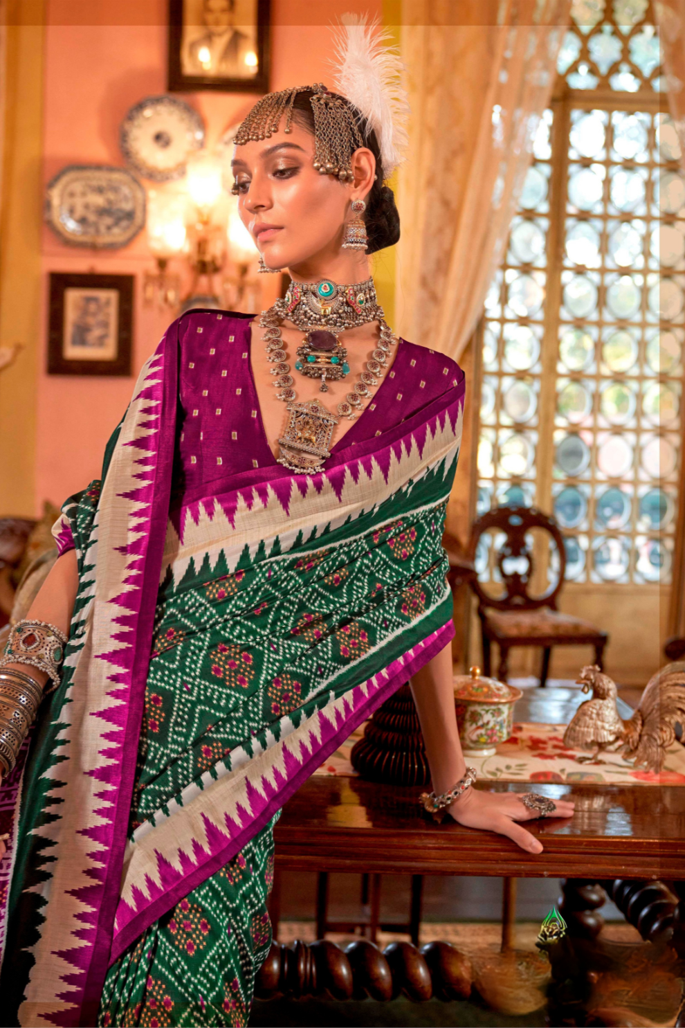 Super Polyester Viscose Silk Saree with Traditional Patola Design - LaVante Fashion