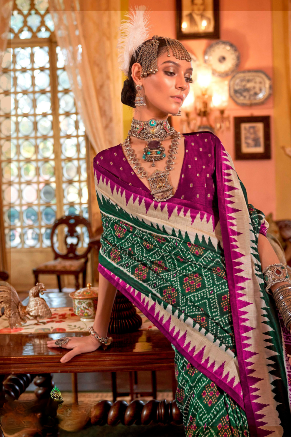 Super Polyester Viscose Silk Saree with Traditional Patola Design - LaVante Fashion