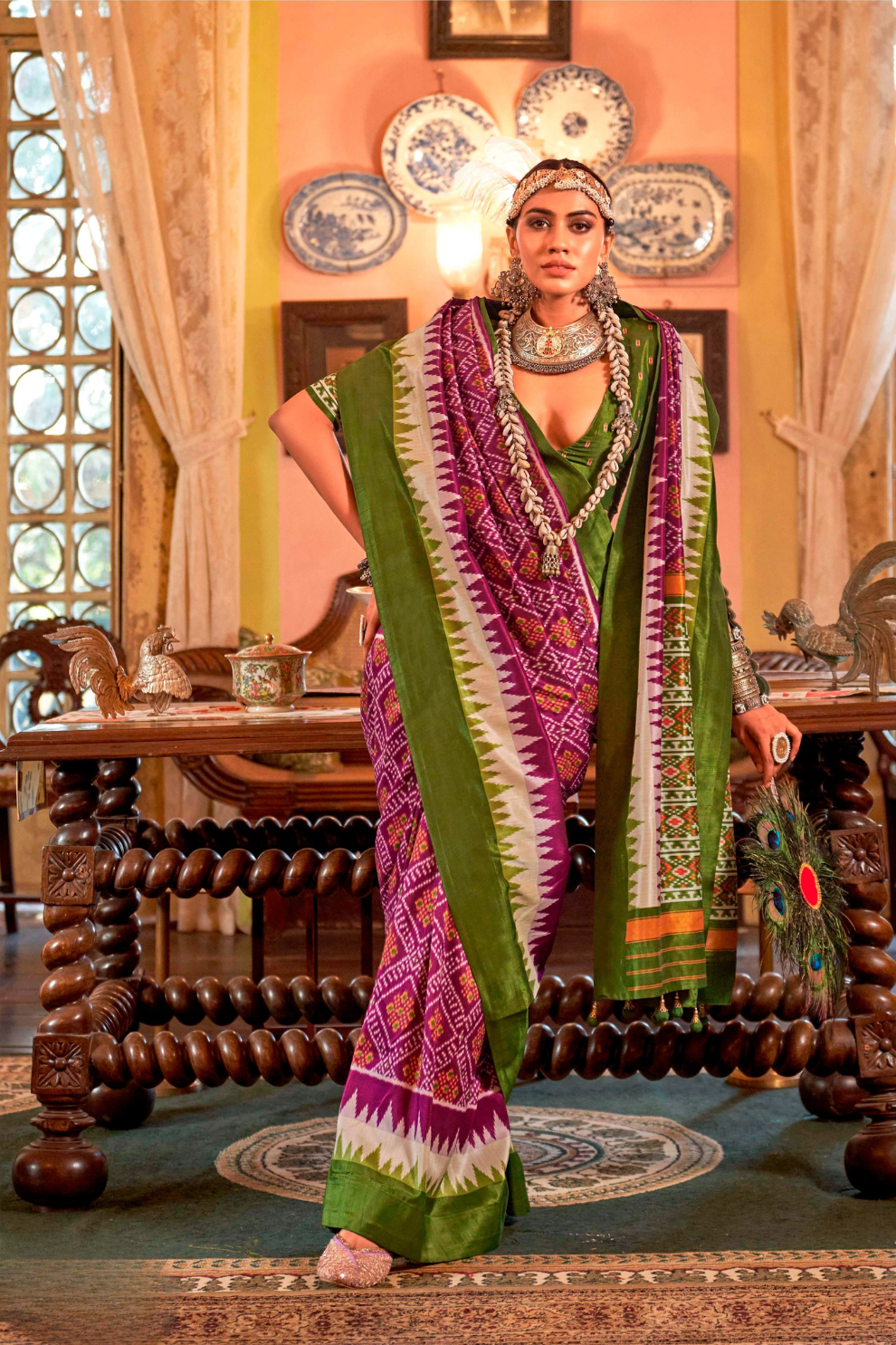Super Polyester Viscose Silk Saree with Traditional Patola Design - LaVante Fashion