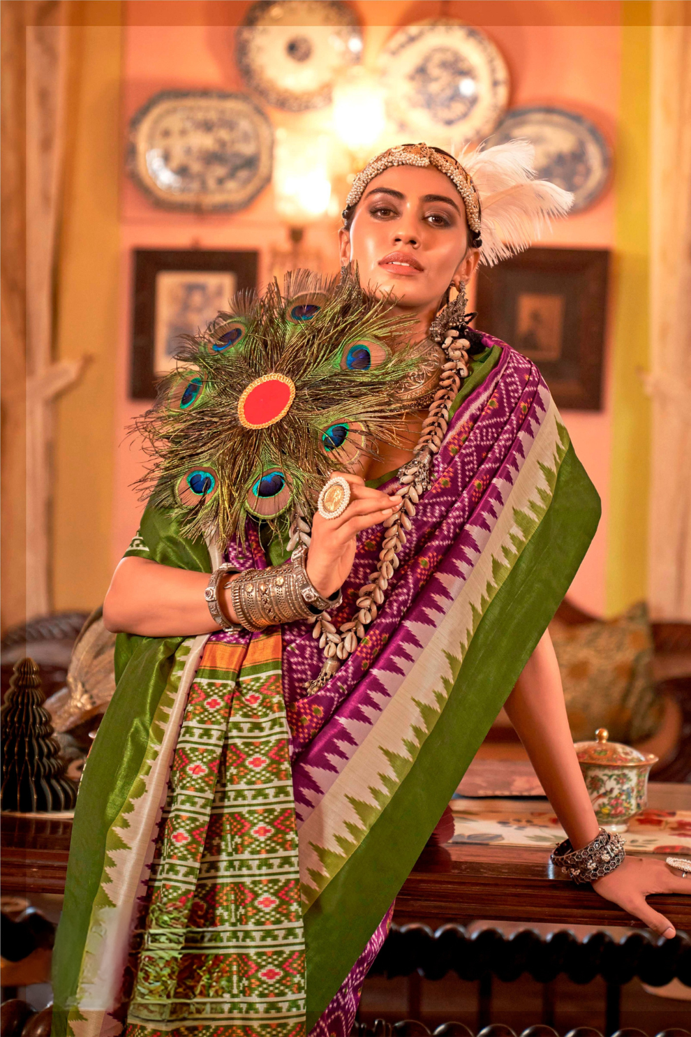 Super Polyester Viscose Silk Saree with Traditional Patola Design - LaVante Fashion