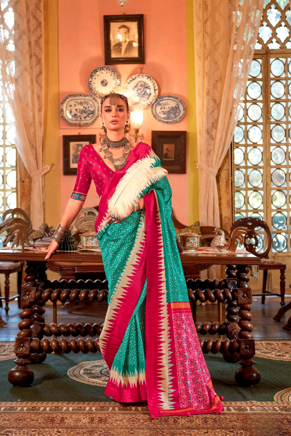 Super Polyester Viscose Silk Saree with Traditional Patola Design - LaVante Fashion