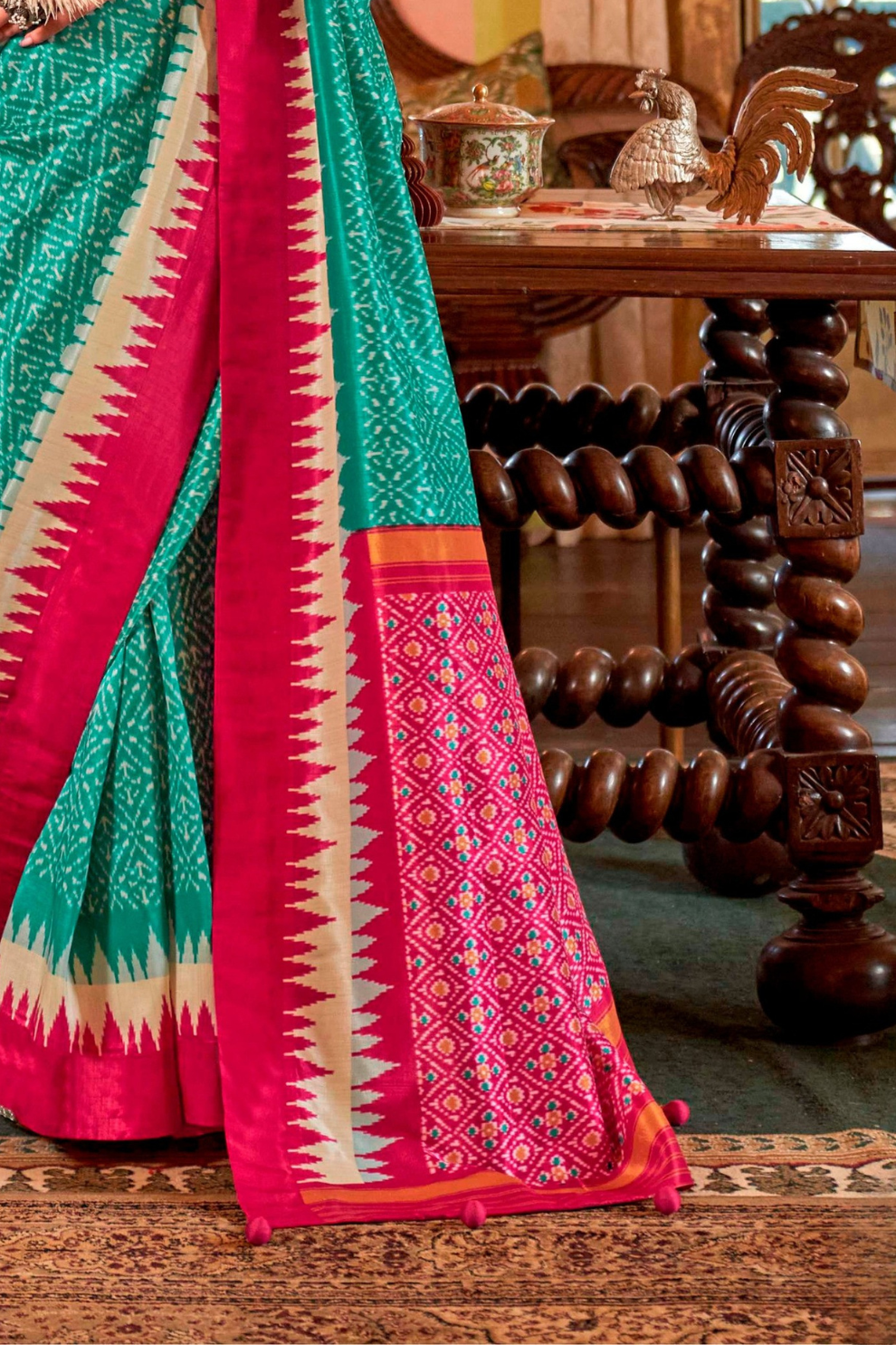 Super Polyester Viscose Silk Saree with Traditional Patola Design - LaVante Fashion