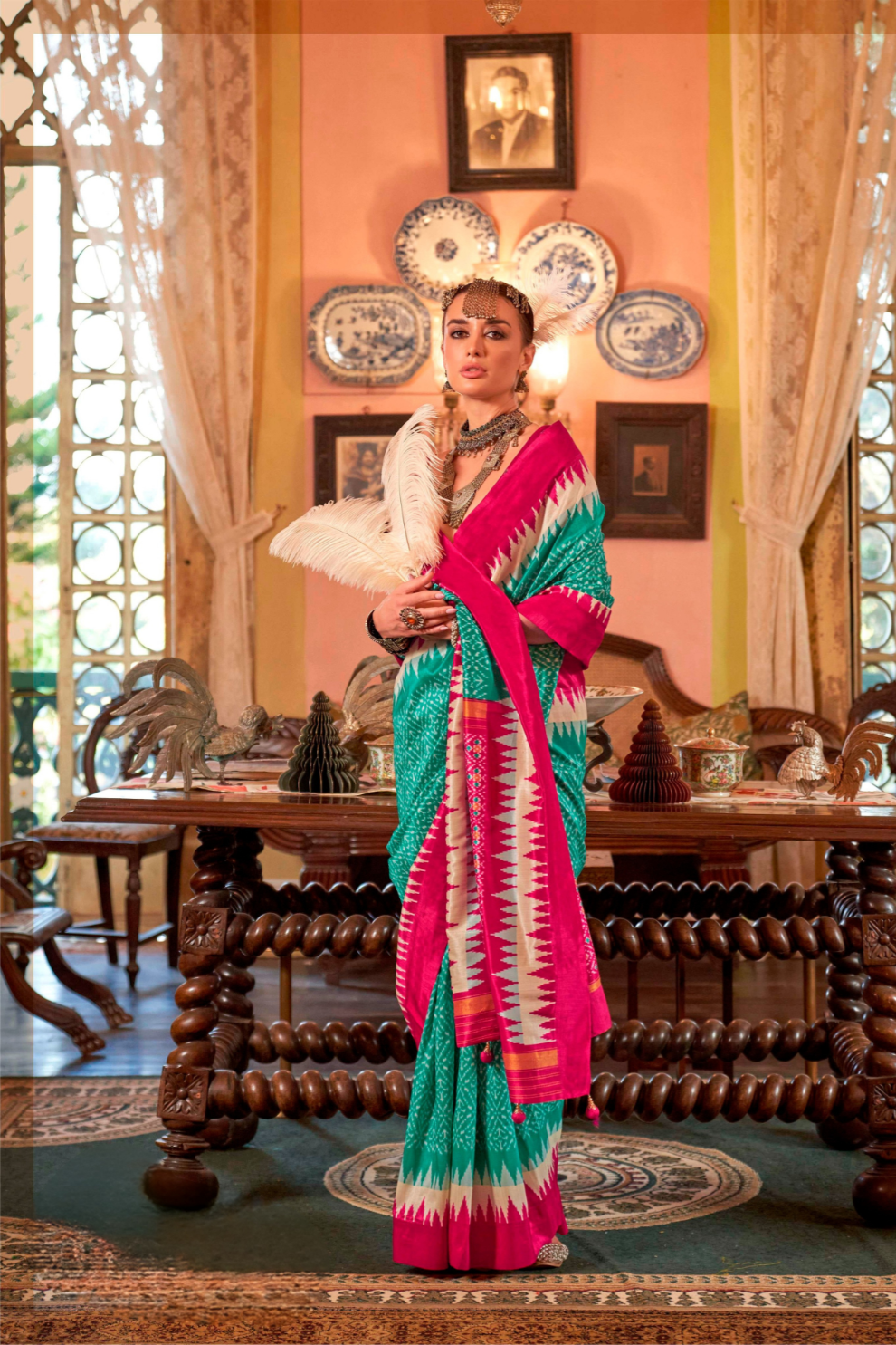 Super Polyester Viscose Silk Saree with Traditional Patola Design - LaVante Fashion