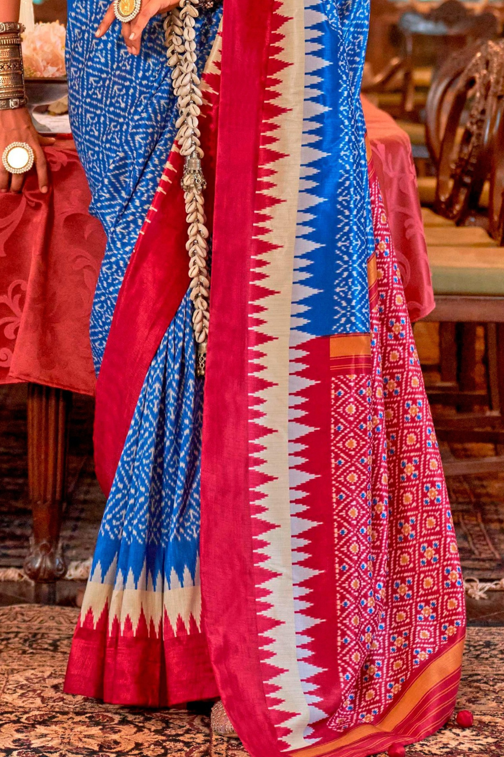 Super Polyester Viscose Silk Saree with Traditional Patola Design - LaVante Fashion