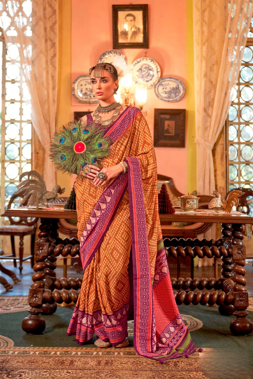 Super Polyester Viscose Silk Saree with Traditional Patola Design - LaVante Fashion