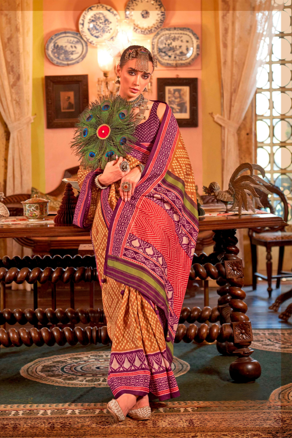 Super Polyester Viscose Silk Saree with Traditional Patola Design - LaVante Fashion