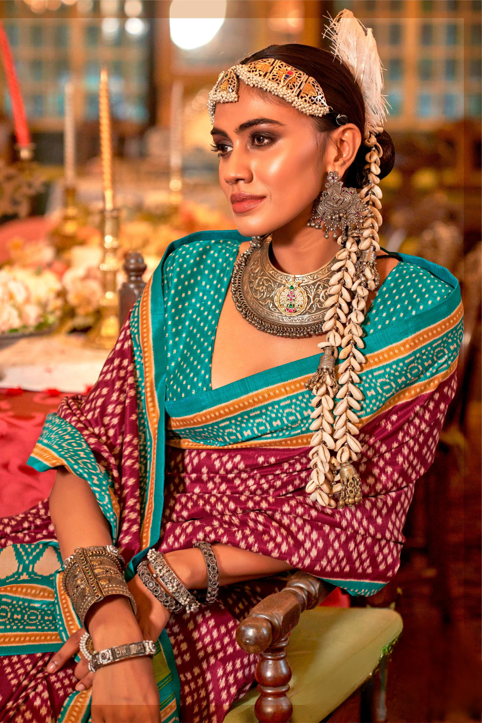 Super Polyester Viscose Silk Saree with Traditional Patola Design - LaVante Fashion