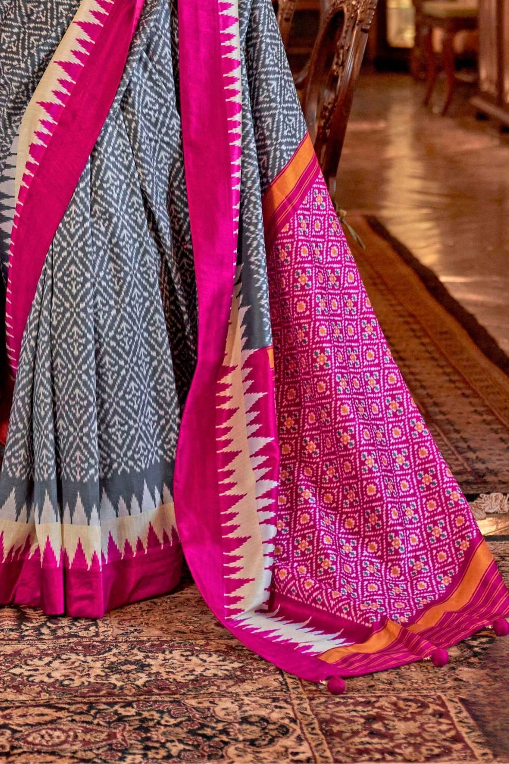 Super Polyester Viscose Silk Saree with Traditional Patola Design - LaVante Fashion