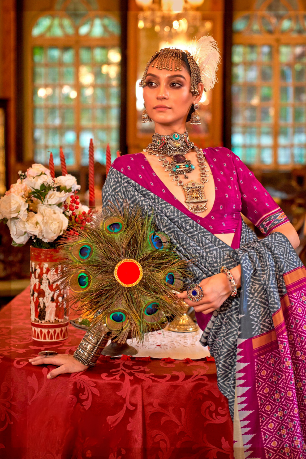 Super Polyester Viscose Silk Saree with Traditional Patola Design - LaVante Fashion