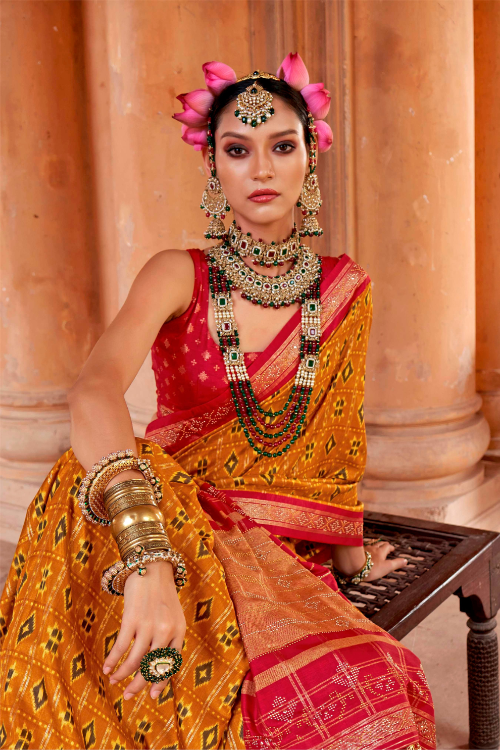 Radiant Super Polyester Viscose Silk Saree with Traditional Patola Design - LaVante Fashion