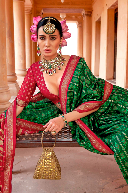 Radiant Super Polyester Viscose Silk Saree with Traditional Patola Design
