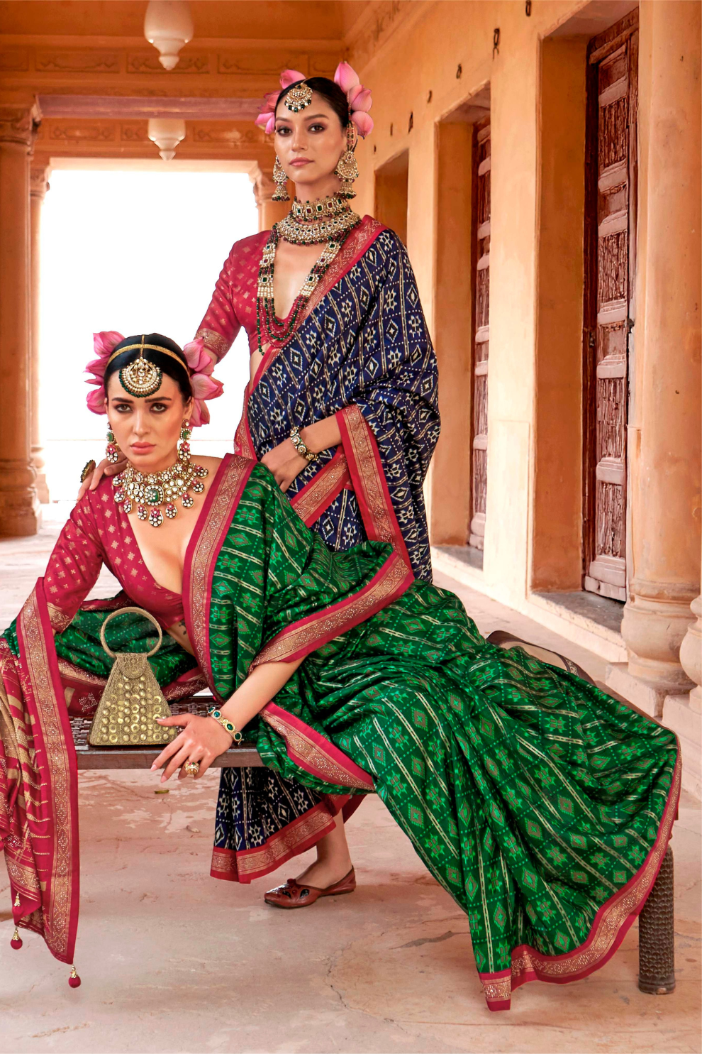 Radiant Super Polyester Viscose Silk Saree with Traditional Patola Design - LaVante Fashion
