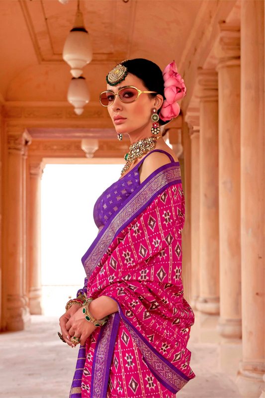 Radiant Super Polyester Viscose Silk Saree with Traditional Patola Design
