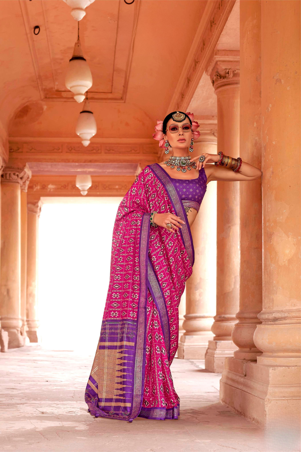 Radiant Super Polyester Viscose Silk Saree with Traditional Patola Design - LaVante Fashion