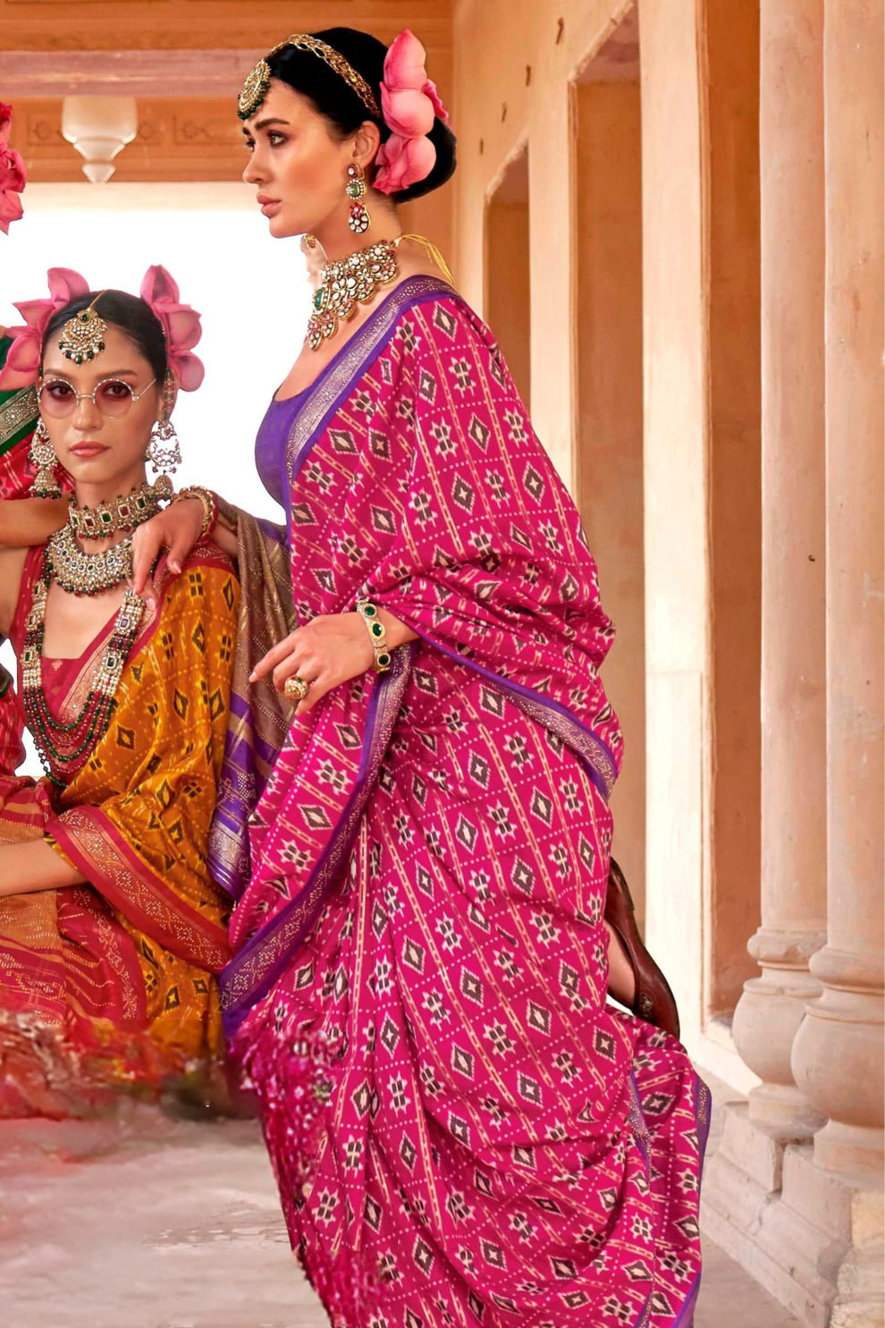 Radiant Super Polyester Viscose Silk Saree with Traditional Patola Design - LaVante Fashion