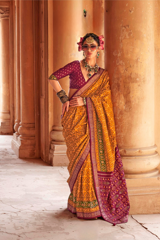 Super Poly Viscose Silk Saree with Traditional Patola Design - LaVante Fashion