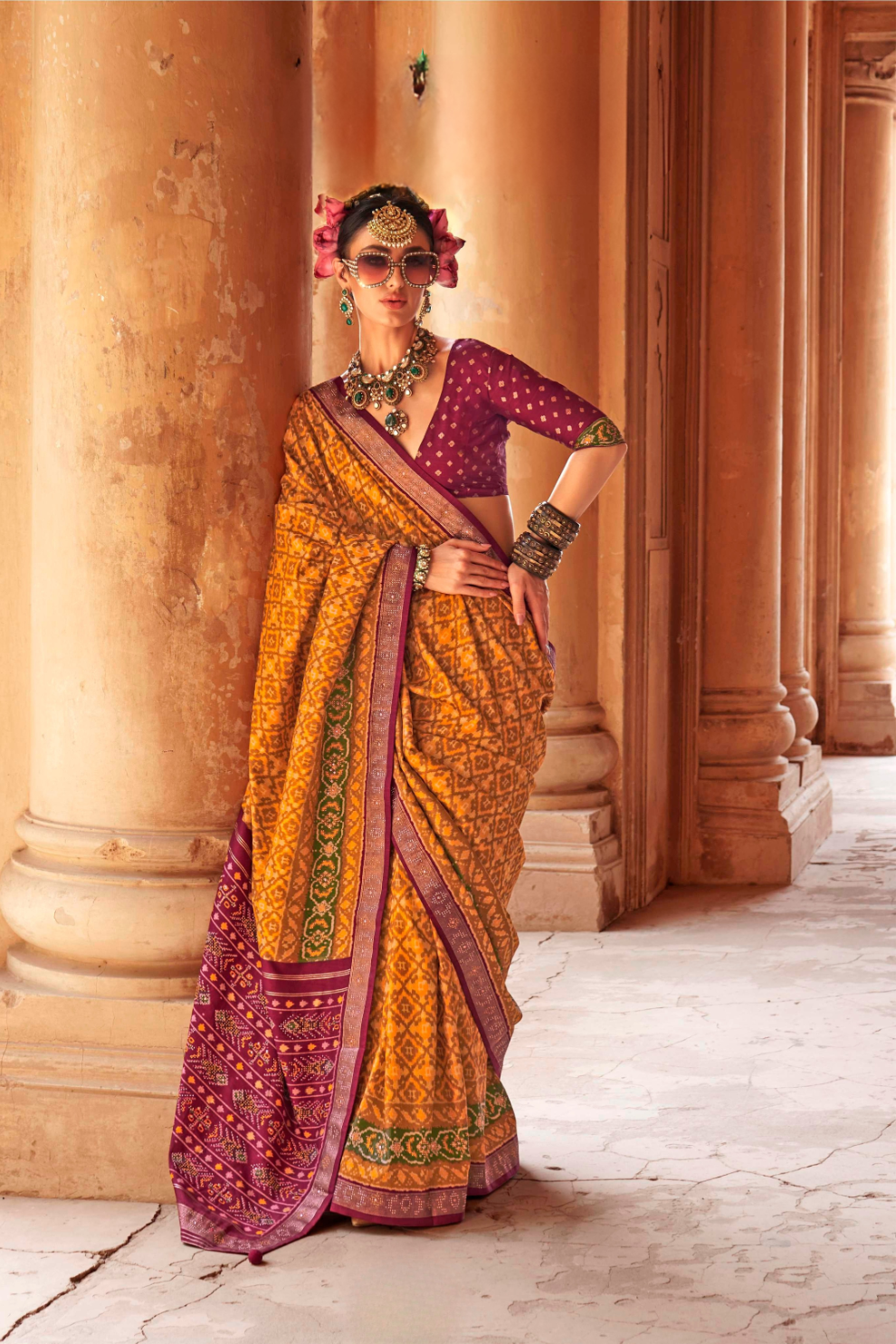 Super Poly Viscose Silk Saree with Traditional Patola Design - LaVante Fashion