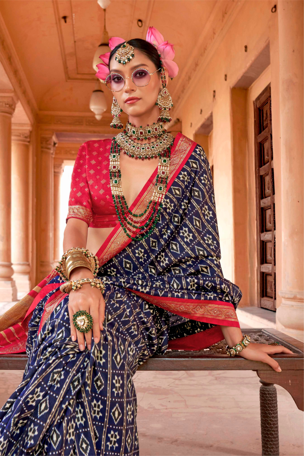 Radiant Super Polyester Viscose Silk Saree with Traditional Patola Design - LaVante Fashion