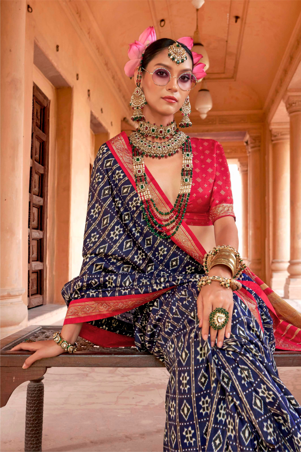 Radiant Super Polyester Viscose Silk Saree with Traditional Patola Design - LaVante Fashion