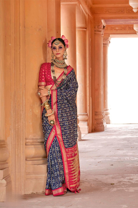 Radiant Super Polyester Viscose Silk Saree with Traditional Patola Design