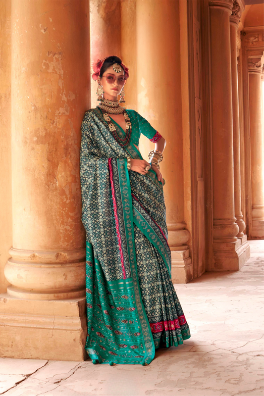 Super Poly Viscose Silk Saree with Traditional Patola Design - LaVante Fashion