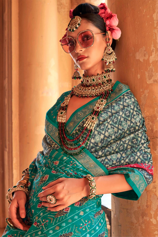 Super Poly Viscose Silk Saree with Traditional Patola Design - LaVante Fashion