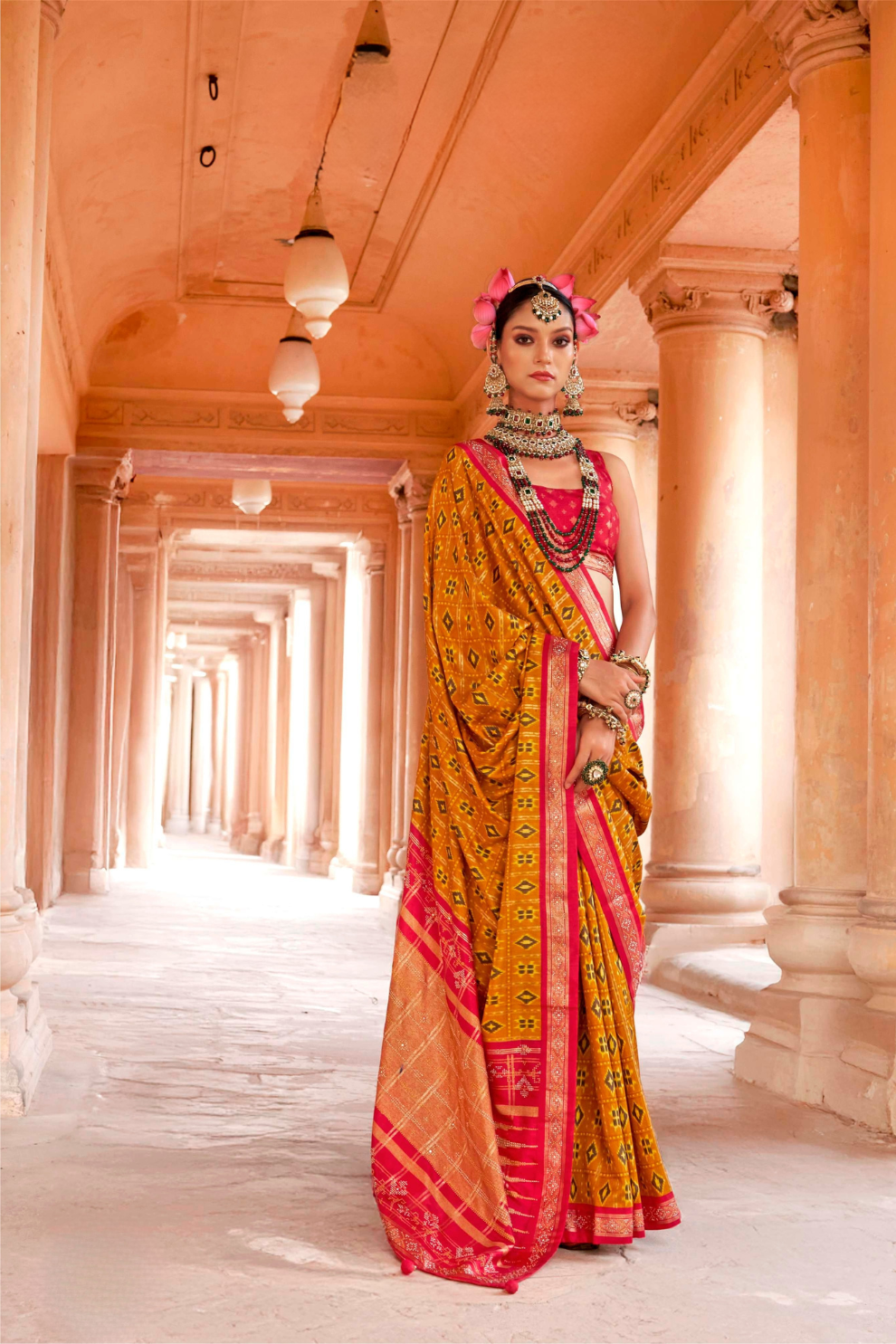 Radiant Super Polyester Viscose Silk Saree with Traditional Patola Design - LaVante Fashion